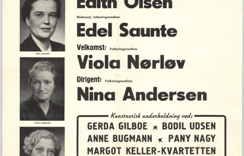 Plakathistorie: Kvindevalgmøde i KB Hallen